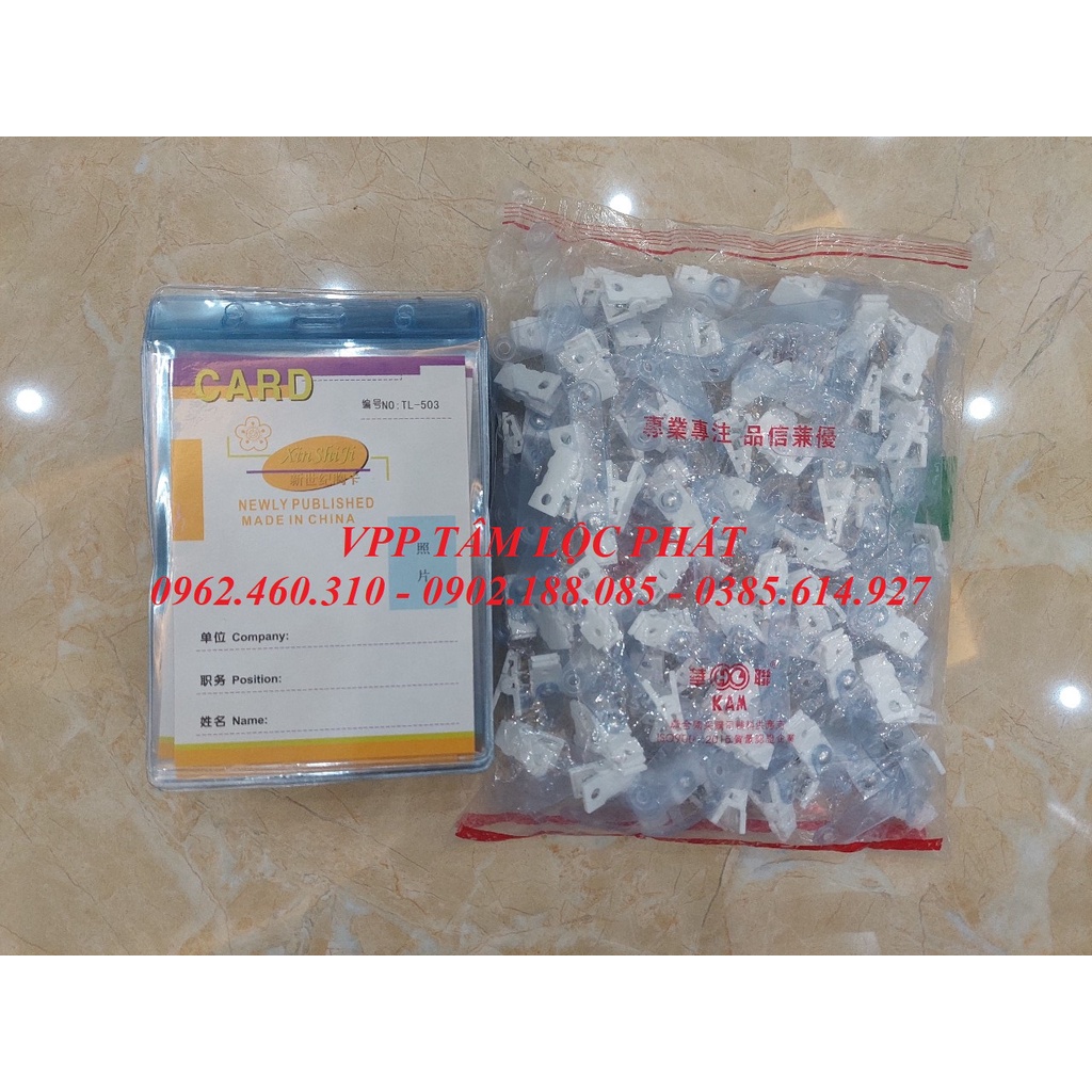 SỈ 50 BỘ THẺ ĐEO NHÂN VIÊN 503 (DỌC, KT 110*160mm) + Kẹp thẻ nhựa (HÀNG CAO CẤP)