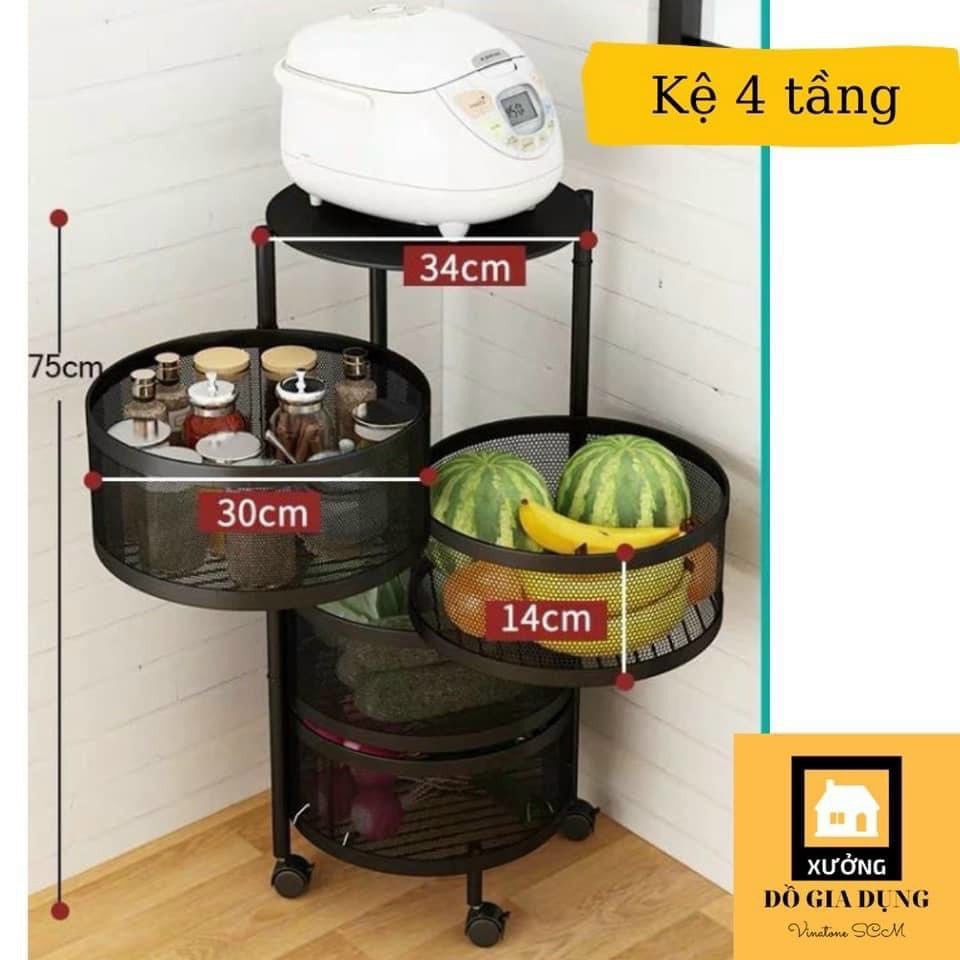 KỆ SẮT PHỦ SƠN TĨNH ĐIỆN GIỎ TRÒN XOAY 360 ĐỘ ĐỰNG ĐỒ NHÀ BẾP CÓ BÁNH XE LOẠI 3 TẦNG 4 TẦNG 5 TẦNG