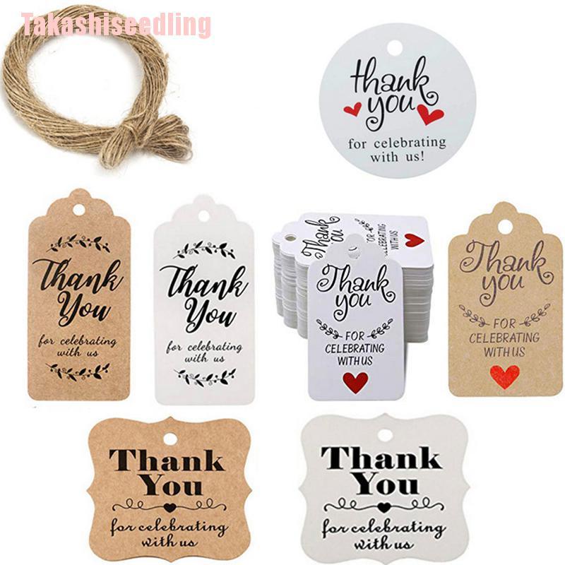 Set 100 Tấm Thiệp Giấy In Chữ Thank You Dùng Làm Quà Tặng