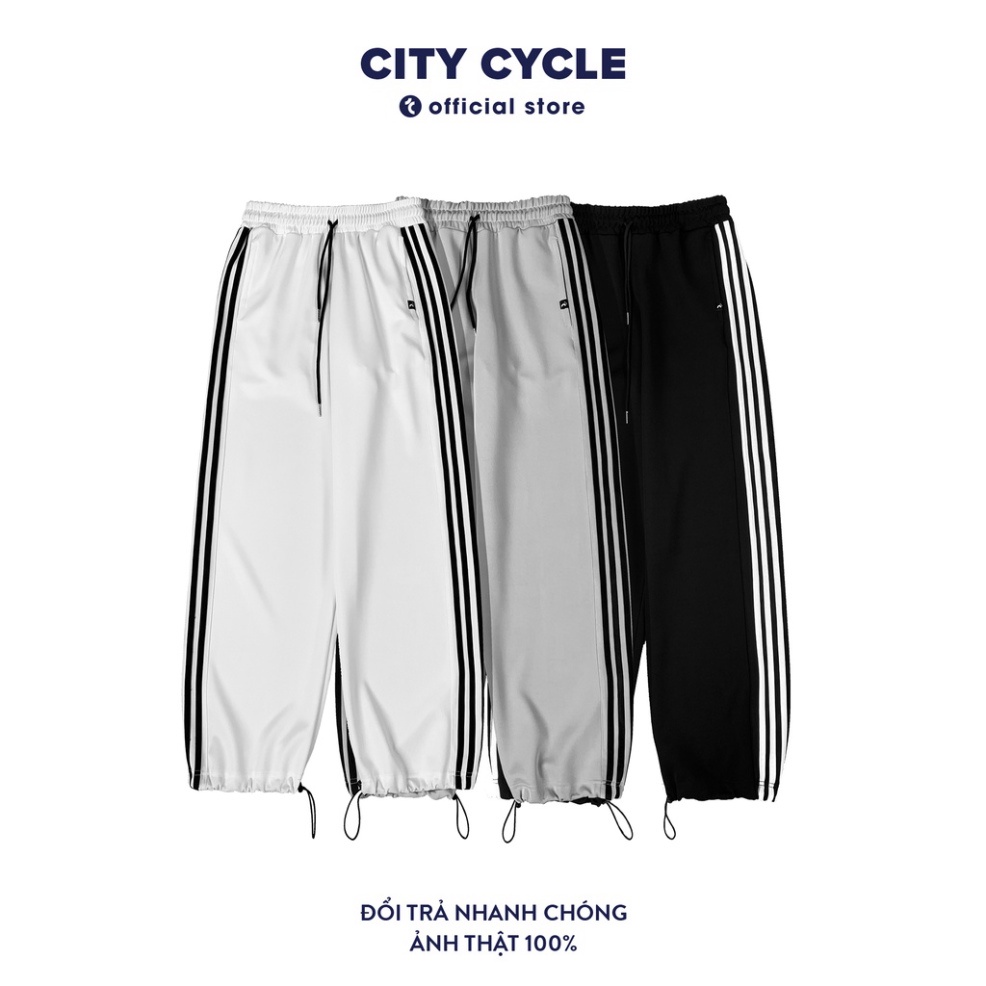 (Rẻ) Quần dài ống rộng 3 sọc City Cycle - Quần thể thao 3 sọc Unisex mặc được 2 kiểu, trắng, đen, 3 size Local Brand (ả