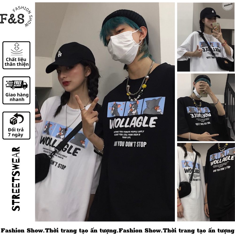 Áo thun tay lỡ unisex form rộng TOM WOLLAGE - Áo phông F&S nam nữ, cặp đôi phong cách hàn quốc