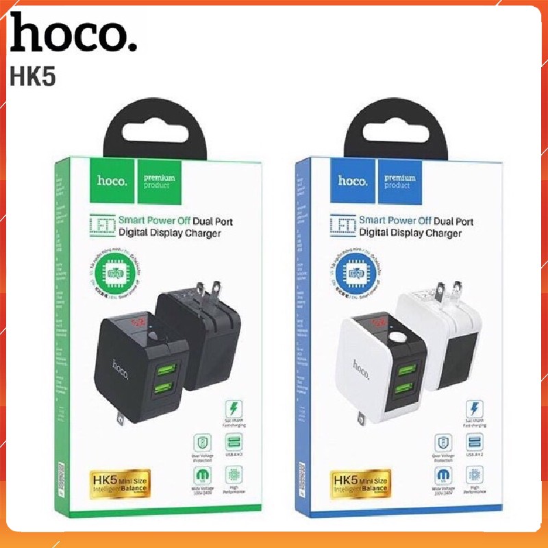 Củ sạc Hoco HK5 Tự ngắt khi sạc đầy pin Hàng Chính Hãng Bảo Hành Toàn Quốc 1 đổi 1