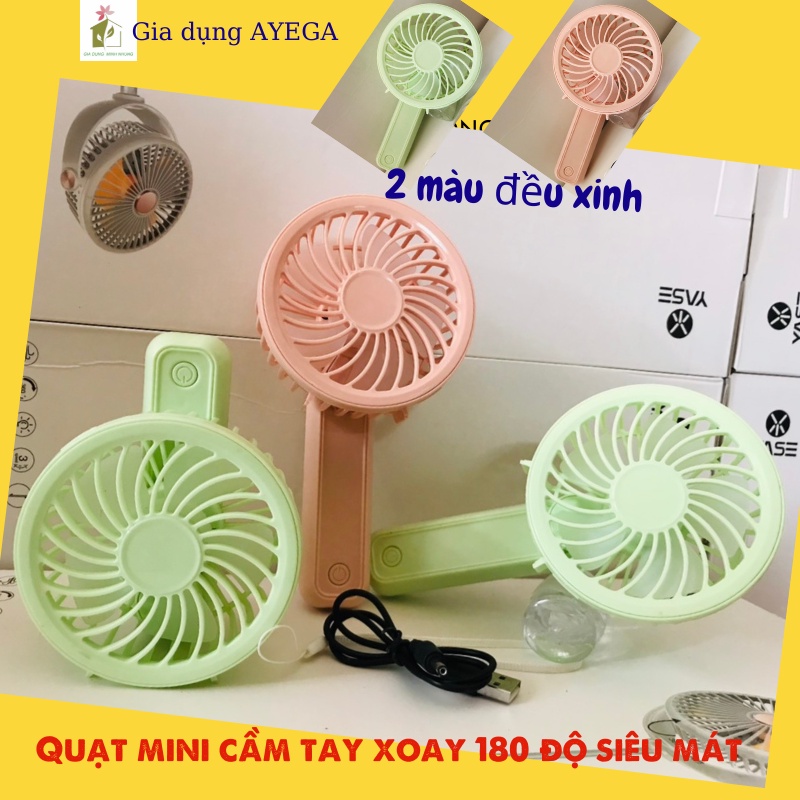 Quạt mini cầm tay tích điện xoay 180 độ, Gió siêu mát, dung lượng pin bền, nhỏ gọn tiện lợi.