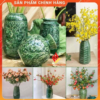 Lọ hoa gốm sứ Bát Tràng cỡ vừa - Bình hoa trang trí để bàn cao 30 cm - Loại 1