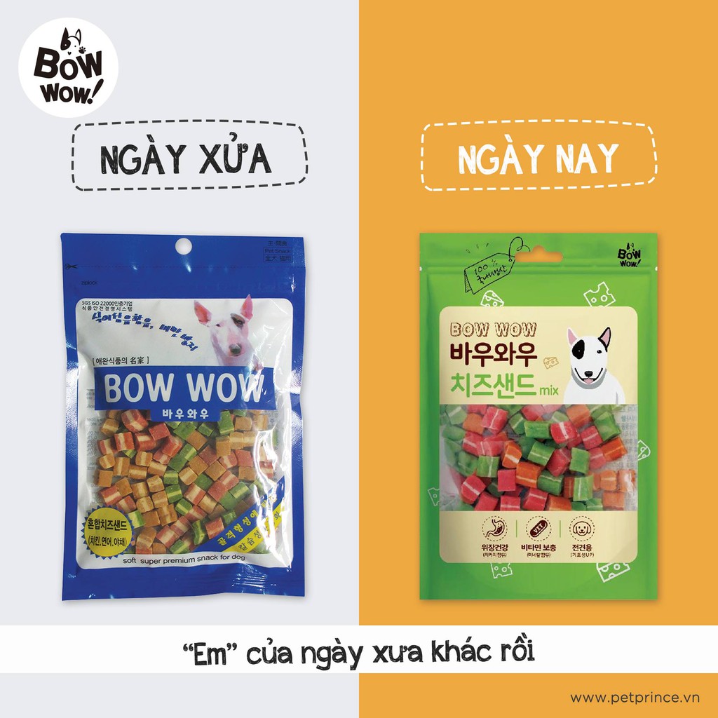 [RẺ NHẤT SHOPEE] SANDWICH HỖN HỢP BOWWOW BÁNH THƯỞNG CHO CHÓ SW-MX-120 (TÚI ZIP 120GR)