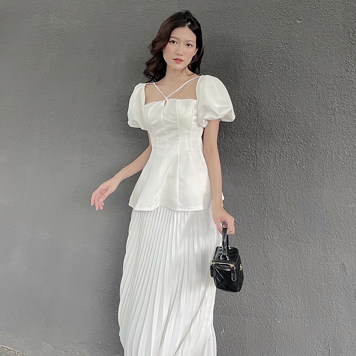 BBSTORE'S Áo Tay Phồng Dây Chéo Thời Trang Dành Cho Nữ Đi Tiệc Đi Dạo Siêu Xinh -A1058