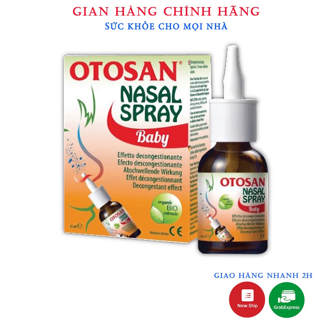 Otosan Nasal Spray Baby.Giúp Bé Hết Viêm Xoang,Khô Mũi Do Vi Khuẩn,Vi Rút.Chai 30ml.Ý