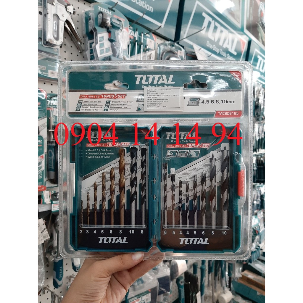 Bộ 16 mũi khoan sắt, bê tông và gỗ Total TACSD6165