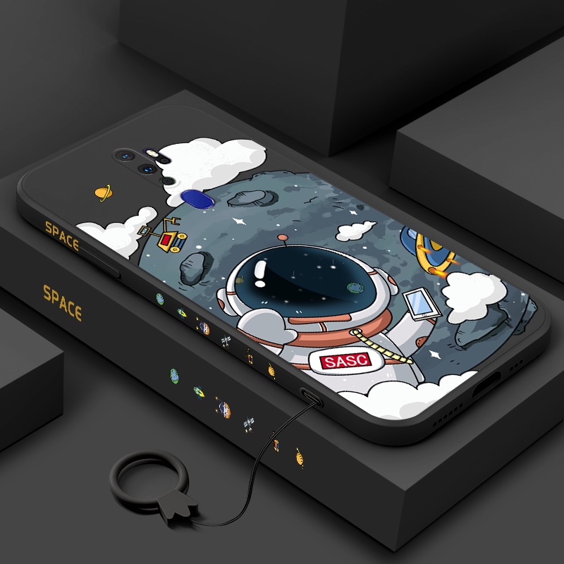 Ốp Điện Thoại silicone TPU Hình Phi Hành Gia Có Dây Đeo Cho oppo a9 2020 a5 2020