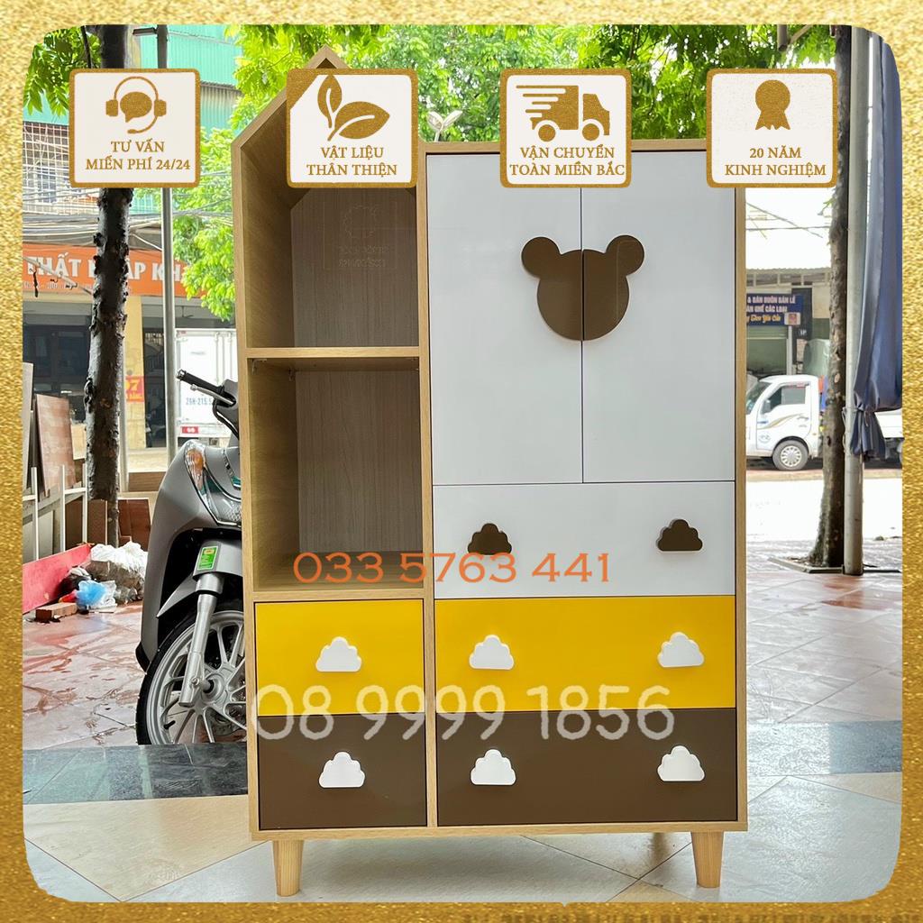 Tủ quần áo gỗ công nghiệp dành cho bé yêu màu sắc đáng yêu