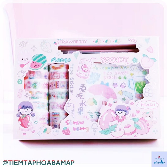 Washi Tape Giấy Băng Keo Và Miếng Sticker Chủ Đề Chibi Stickers Trang Trí Sổ Bullet Journal Takenote