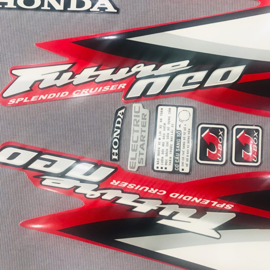 Trọn bộ tem rời 3 lớp dán xe máy Honda Future neo đỏ đen trắng