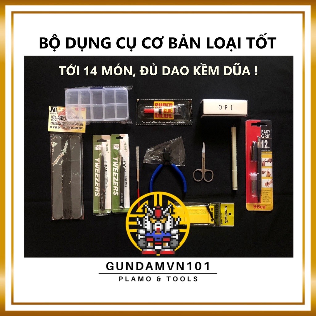 BỘ DỤNG CỤ CƠ BẢN 14 MÓN LOẠI TỐT - Combo set dụng cụ lắp ráp mô hình quân sự Gundam Gunpla