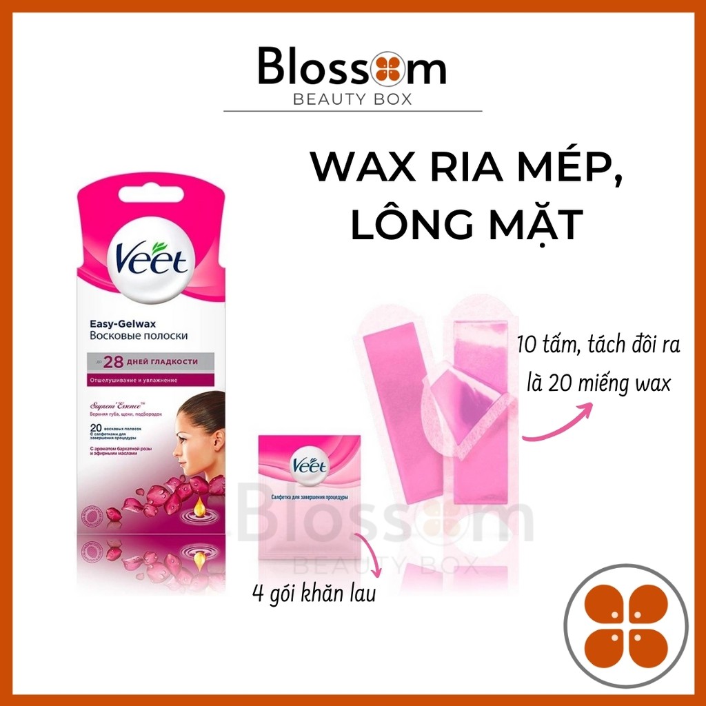 Wax VEET triệt lông mặt và tẩy ria mép bằng giấy hiệu quả