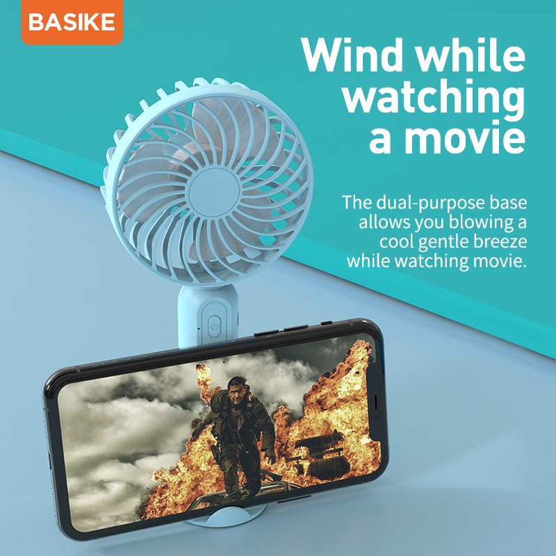 Quạt Cầm Tay BASIKE BSK-FA15 Thiết Kế Nhỏ Gọn Với 3 Mức Điều Chỉnh Tốc Độ Kèm Cáp Sạc | BigBuy360 - bigbuy360.vn
