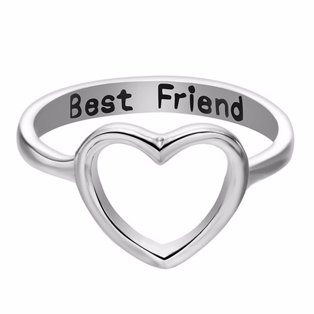 Nhẫn bạn thân khắc chữ Best Friend thiết kế trái tim