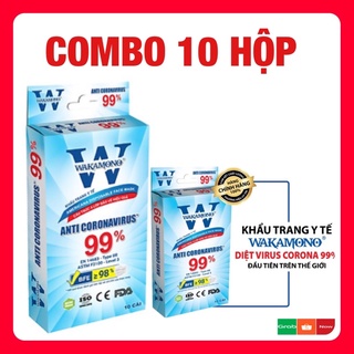 Combo 10 hộp khẩu trang y tế wakamono việt nam chính hãng