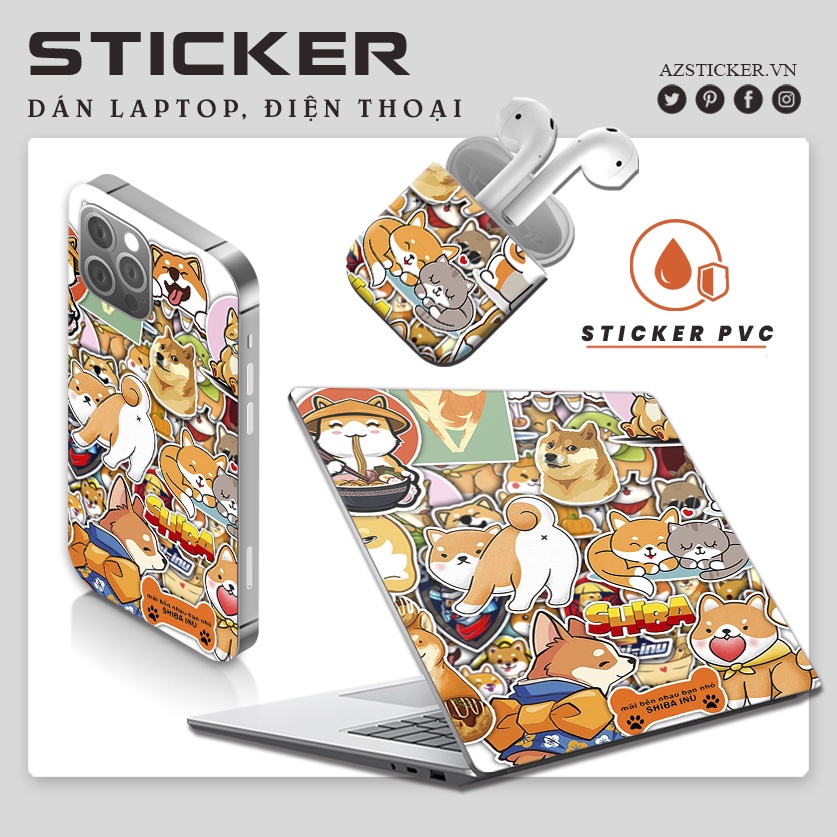 Sticker shiba dán mũ bảo hiểm | Nhãn dán laptop , đàn ghita , nón bảo hiểm , vali cắt sẵn chống thấm nước STK132-100