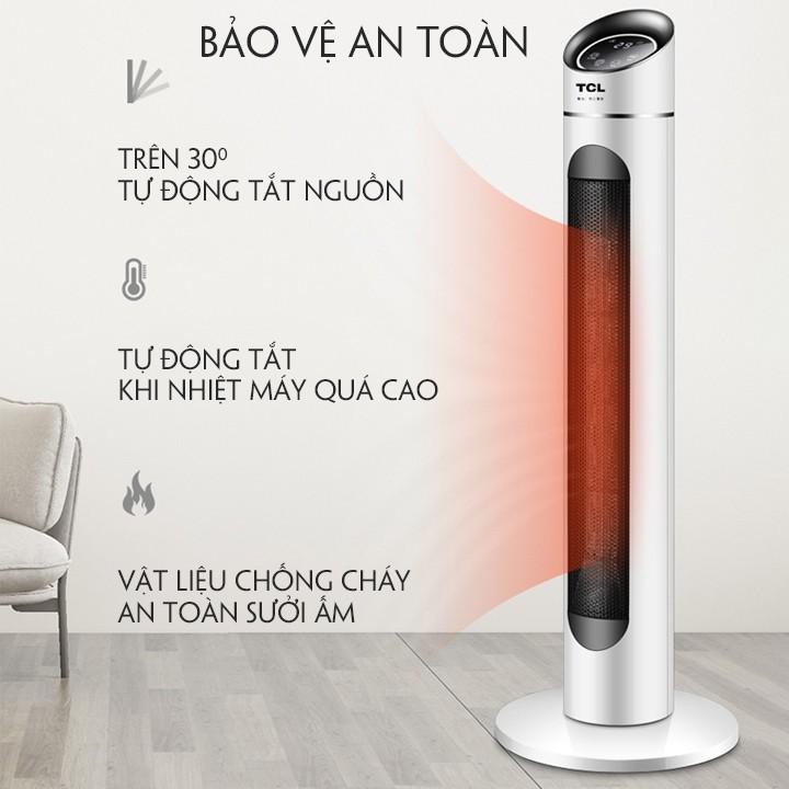 Quạt sưởi TCL có điều khiển, máy sưởi cao cấp tự ngắt khi nhiệt độ cao an toàn - Quạt tháp sưởi mùa đông hàng chính hãng