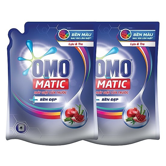 Combo 2 túi nước giặt OMO matic 2kg- Xanh cửa Trước