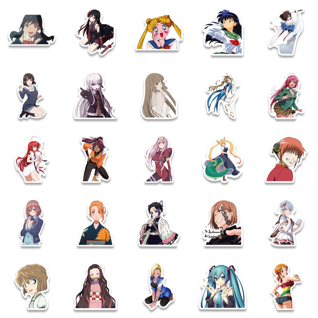Bộ 50/25/10 Sticker Hoạt Hình Anime Trang Trí Laptop Vali Laptop Hành Lý Notebook