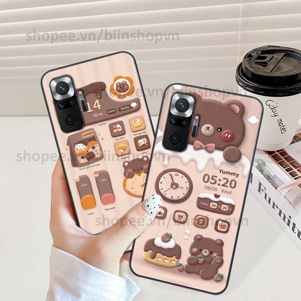 Ốp Xiaomi Redmi Note 10 / Note 10 Pro in 3D icon gấu nổi siêu xinh, siêu đáng yêu, cá tính phong cách