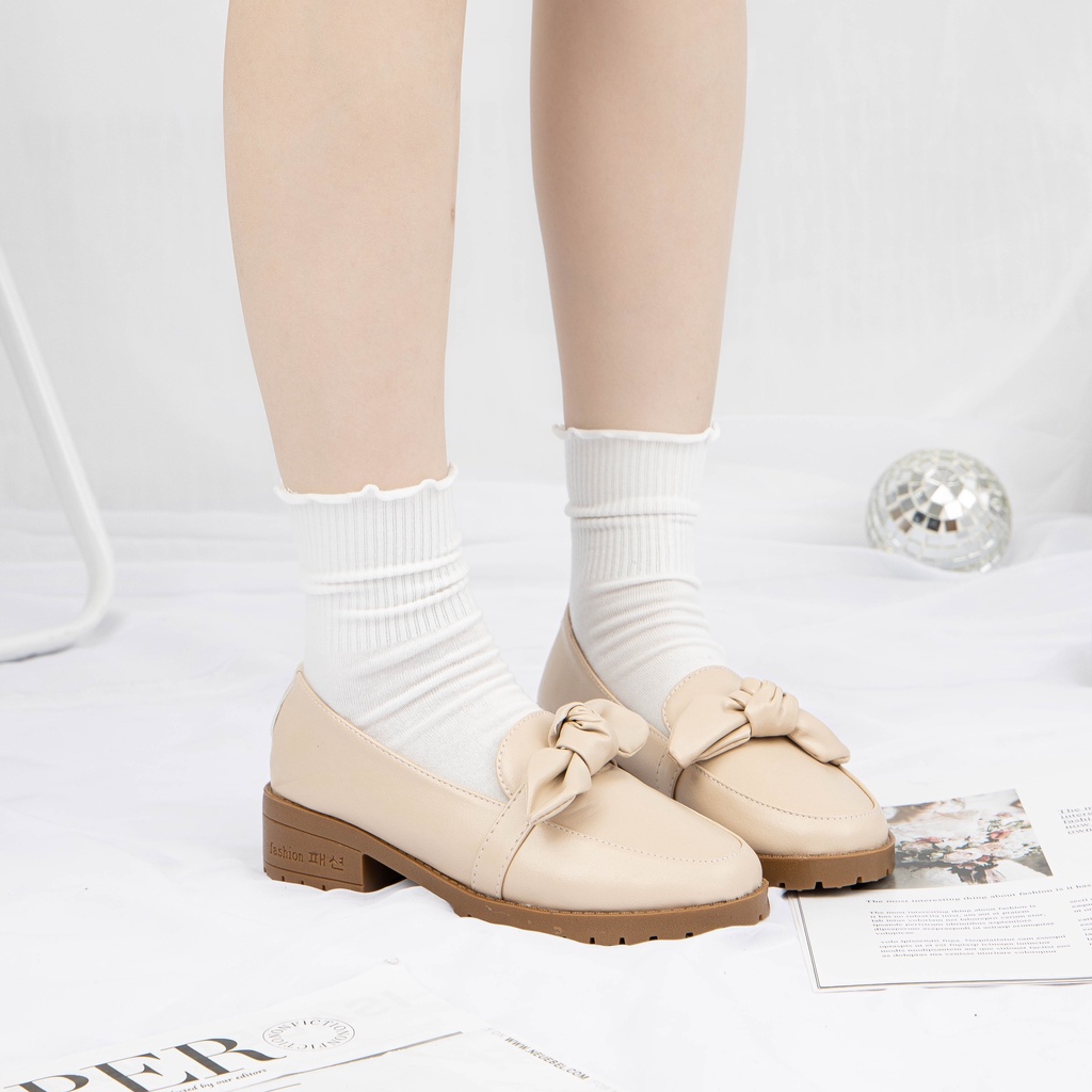 Giày MWC H001 - Giày Oxford Đế 3CM, Oxford Da Đính Nơ Phong Cách Ulzzang Hàn Quốc