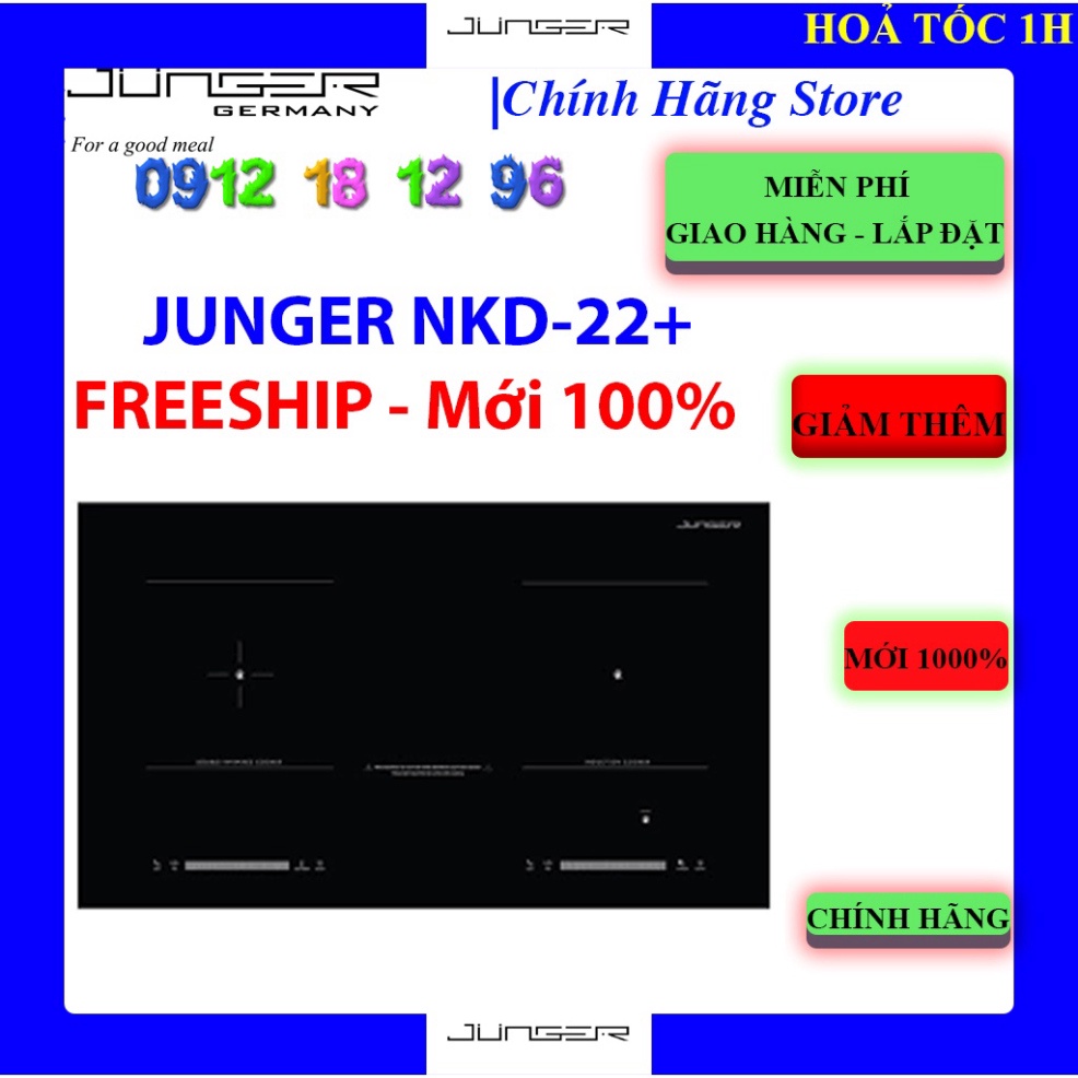 Bếp đôi điện từ Junger NKD-22+ Hàng chính hãng tặng máy hút mùi kính cong