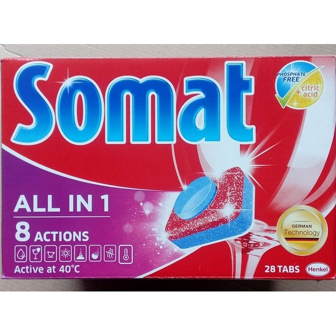 viên rửa chén bát somat 25 viên all in one