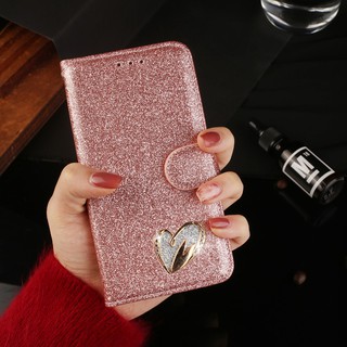 Nam Châm Bling Kim Cương Trái Tim Tình Yêu Ví Dành Cho iPhone 16 15 14 13 8 7 Plus 11 Pro X XR XS Max 12 Pro Max Ốp Lưng Da Lật Lấp Lánh