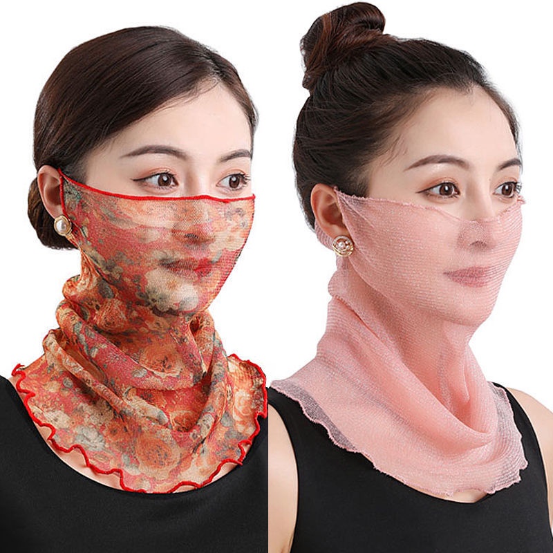 Khăn Choàng Cổ Che Mặt Và Cổ Bằng Lụa Chiffon Chống Tia Cực Tím Thoáng Khí Đa Chức Năng Cho Nam Nữ