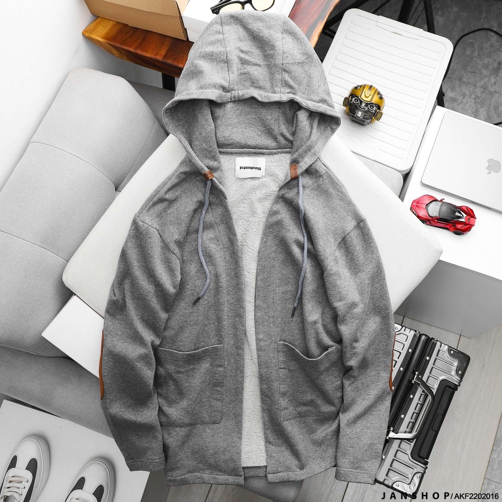 Áo Khoác Mũ Trùm Vải Pique Đơn Giản Cùng Thiết Kế Đắp Khuỷu Tay Sang Trọng Nhưng Năng Động