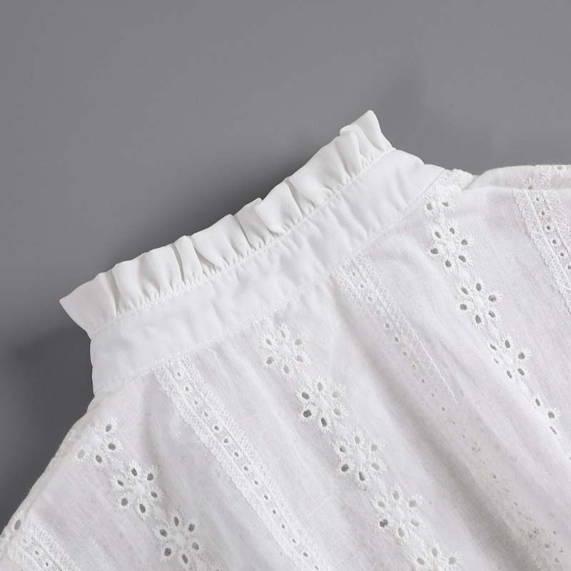 Yoioi Áo Sơ Mi Giả Cổ Bẻ Phối Ren Có Thể Tháo Rời Cho Nữ