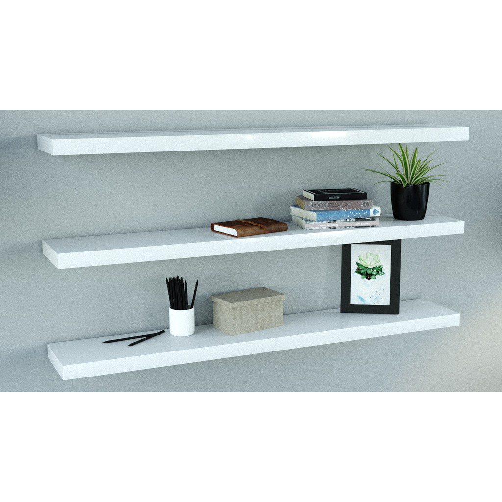 GIÁ XƯỞNG BỘ 3 thanh ngang kệ treo tường gỗ 80cm x 13cm ( màu trắng, vàng, nâu, đen...)