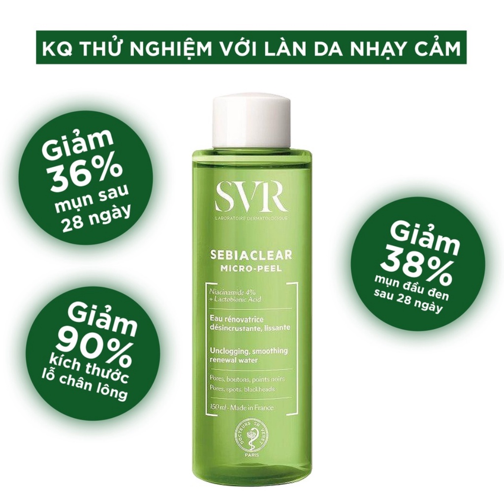 Toner/ Tẩy Da Chết Cho Da Nhạy Cảm SVR Sebiaclear Micro Peel Giảm Mụn Se Khít Lỗ Chân Lông 150ml | Unknown Beauty