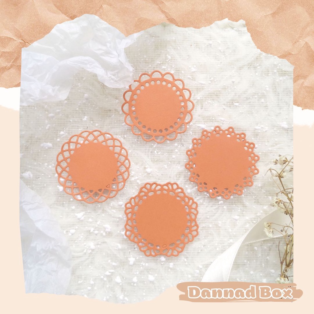 Set 16 Diecut Paper Cutting Doily Tròn Trang Trí Journal Scrapbook DIY