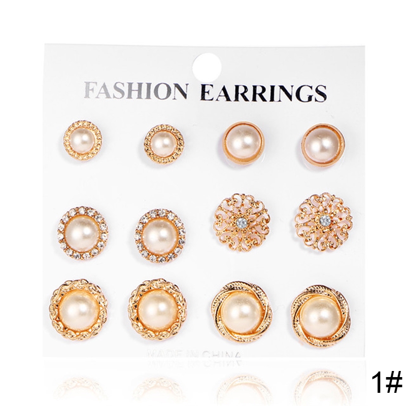 Bộ khuyên tai AY đính ngọc trai giả thiết kế đơn giản thời trang dành cho nữ