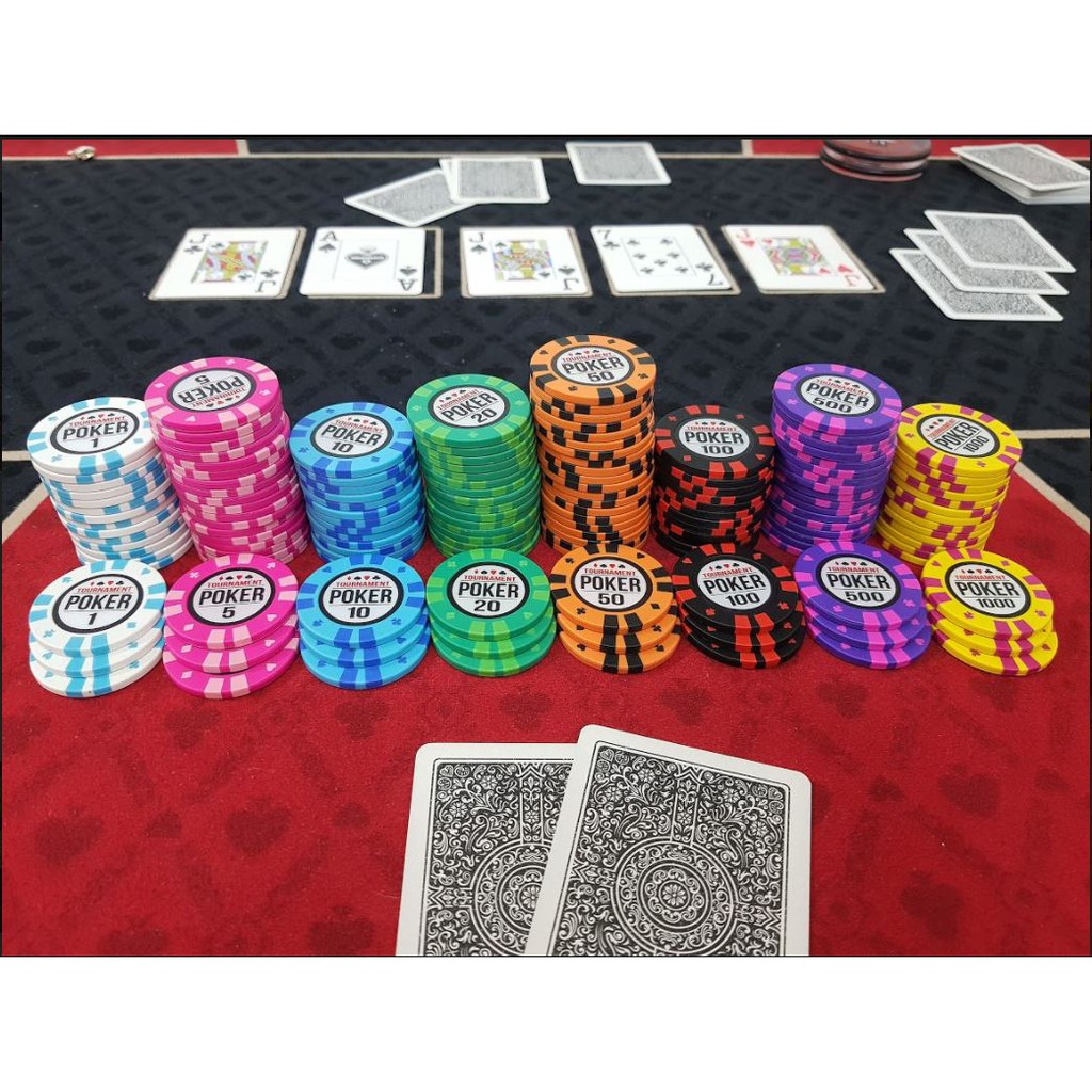 Cọc 5 phỉnh lẻ có số, chip poker lẻ cao cấp TOURNAMENT POKER chất liệu đất nung lõi thép, xèng, xu chơi Poker casino