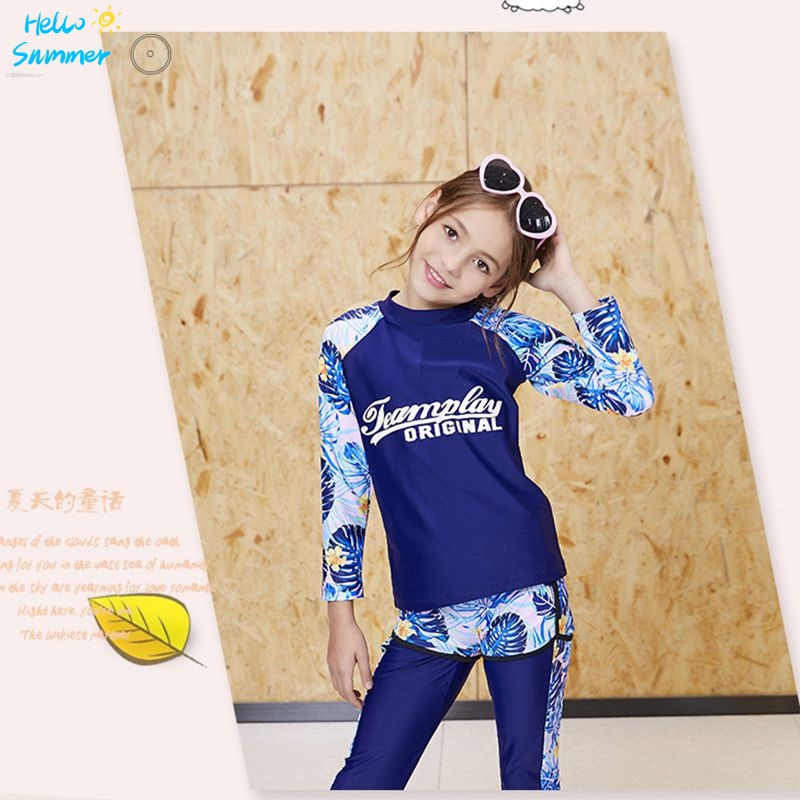 Bộ Đồ Bơi Dài In Họa Tiết Hoa Thời Trang Dành Cho Mẹ Và Bé Size M-5XL