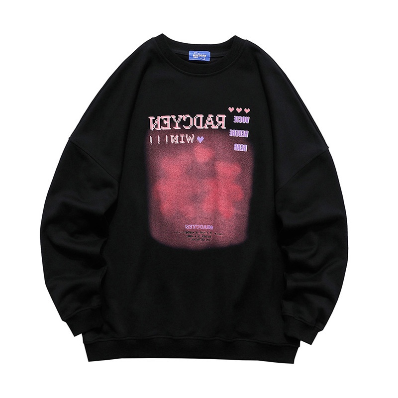 【ZHELIHANGFEI】Áo Thun Sweater Tay Dài Dáng Rộng In Hình Gấu Kiểu Graffiti Dễ Phối Đồ