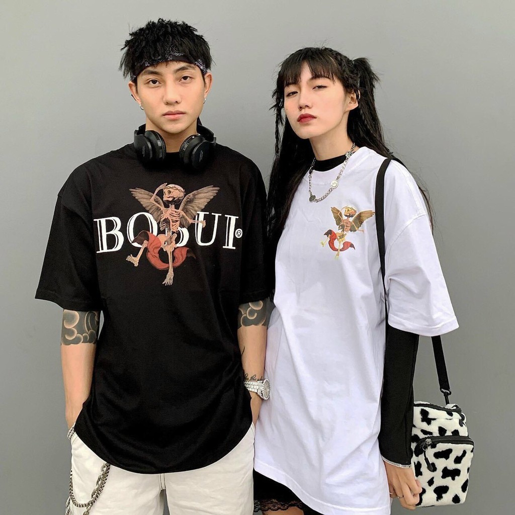 Áo Thun Tay Lỡ Unisex - Áo Thun Nam Nữ Form Rộng BOBUI 2 Màu Siêu Hot - LP.STORE