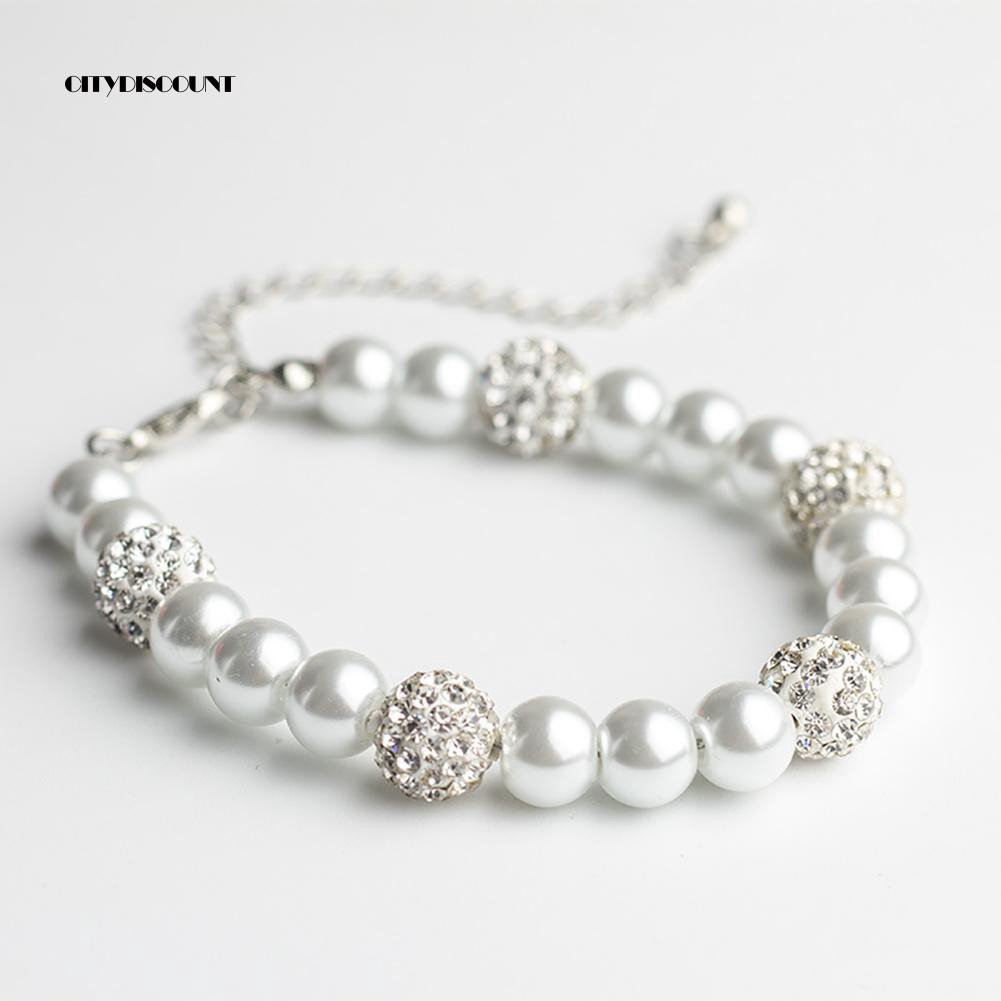 Vòng đeo tay đính hạt ngọc trai giả phong cách thanh lịch hợp thời trang