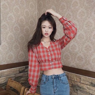 Áo caro nơ lưng🌸