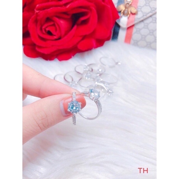 Nhẫn nữ bạc thật đính đá 5ly sáng đẹp - Kho sỉ bạc Nhất Linh