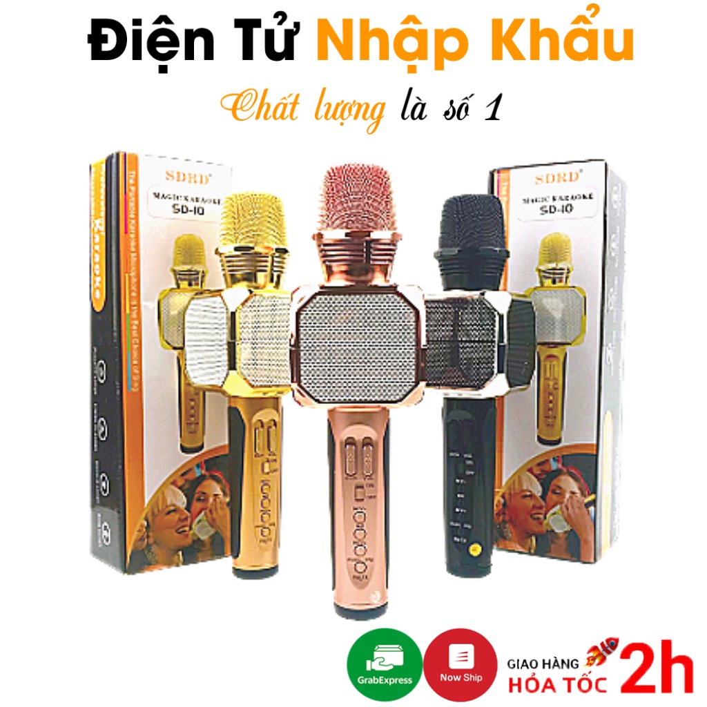 [Mã ELHACE giảm 4% đơn 300K] Micro Karaoke Bluetooth SD-10, Mic Kèm Loa Mini Không Dây, Bắt Giong Tốt Nhỏ Gọn, Giá Rẻ