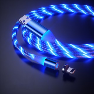 Dây sạc chuẩn kết nối Micro USB phát sáng đầu nam châm hút màu xanh dương(1 dây gồm 1 đầu sạc)