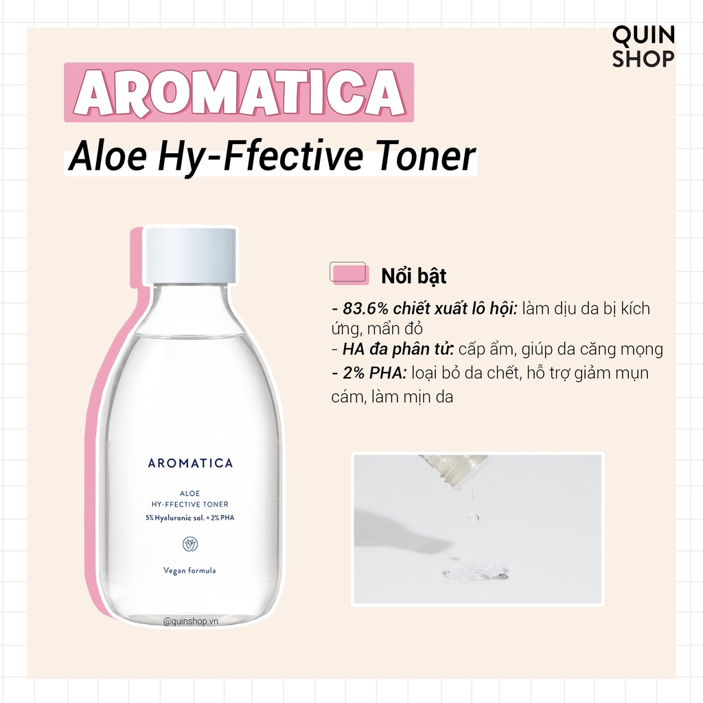 Nước Cân Bằng Cấp Ẩm, Dịu Da Aromatica Aloe Hy-Ffective Toner