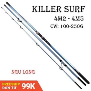 Cần câu cá 3 khúc killer surf 4m2 - 4m5, cần câu máy, câu lục xa bờ độ cứng bx