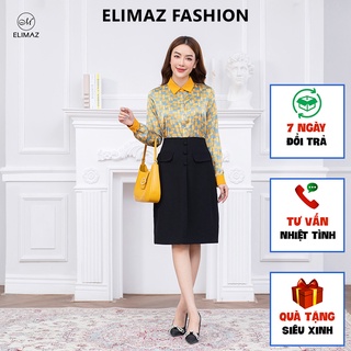 Sơ mi nữ áo sơ mi công sở nữ phối cổ vàng hoạ tiết, ea22.189