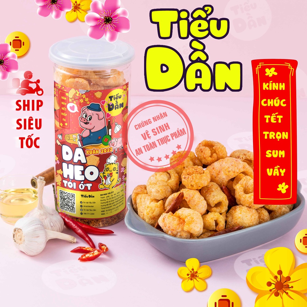 [Mã GROSALE giảm 10% đơn 150K] Da heo tỏi ớt 140g Tiểu Dần đồ ăn vặt Hà Nội vừa ngon vừa rẻ